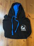 jet black and blue hoodie