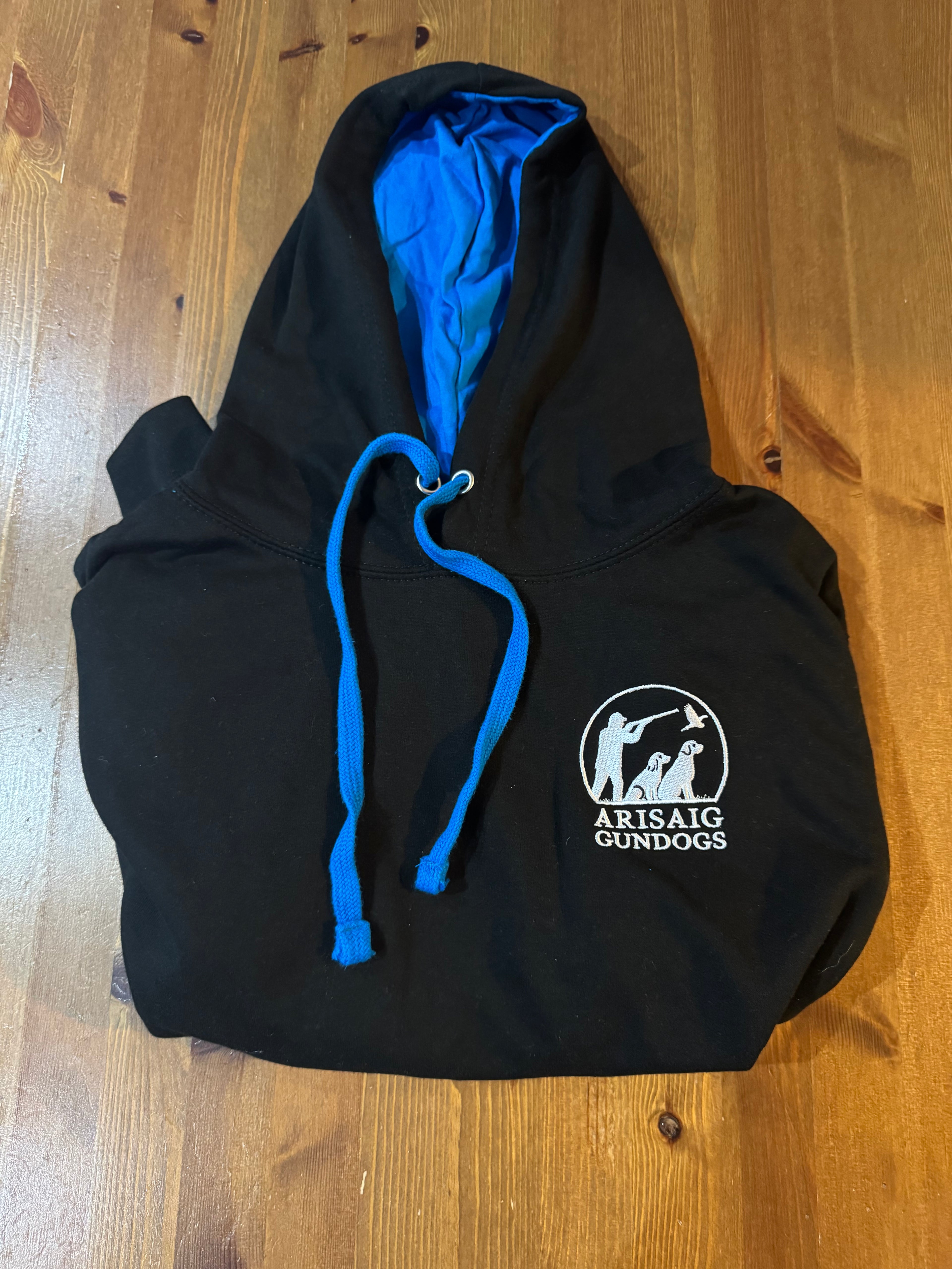 jet black and blue hoodie