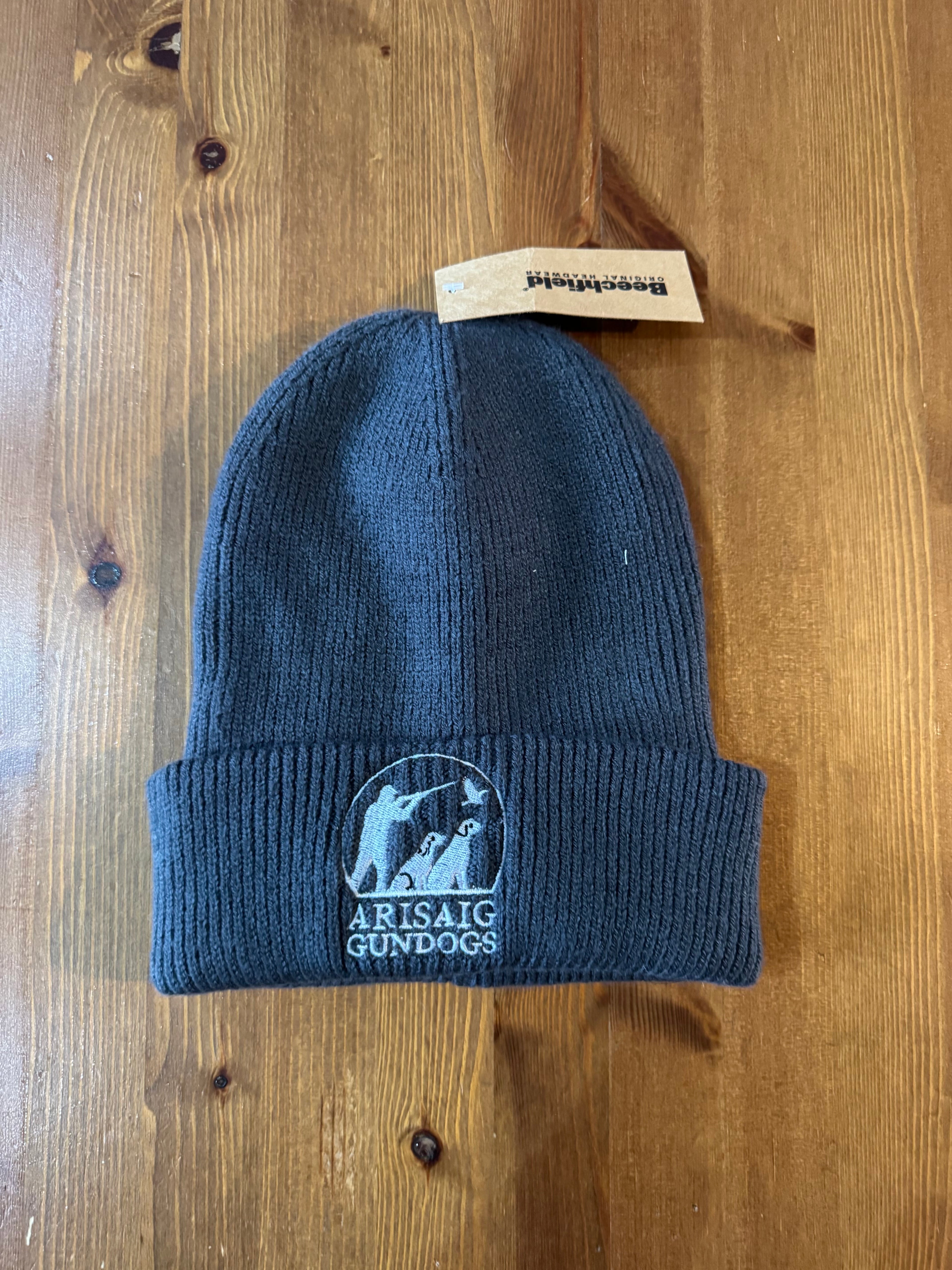 Graphite grey wide cuffed beanie hat