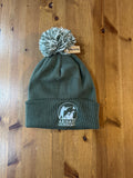 Olive green pom pom hat