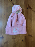 Dusty pink pom pom hat