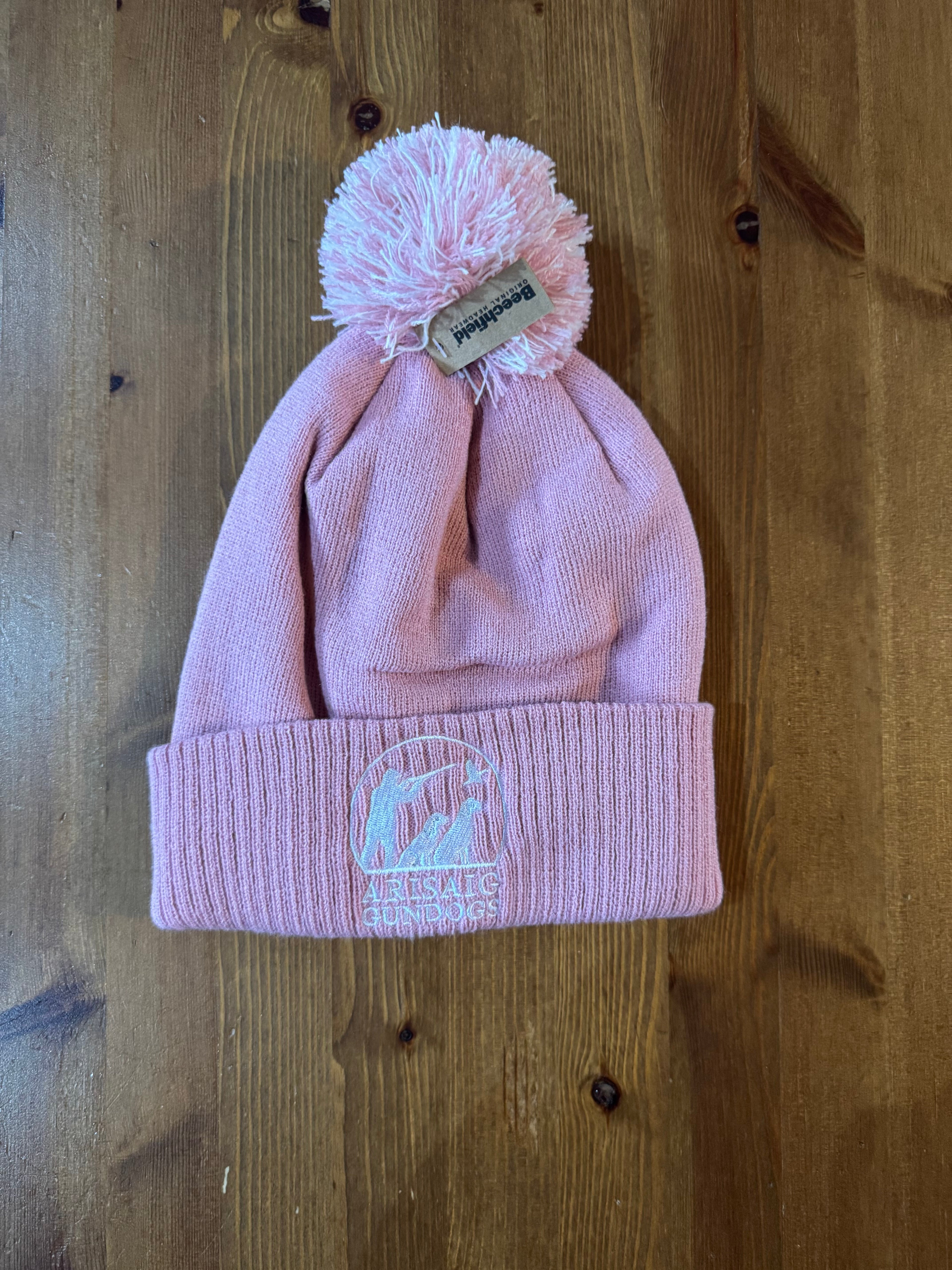 Dusty pink pom pom hat